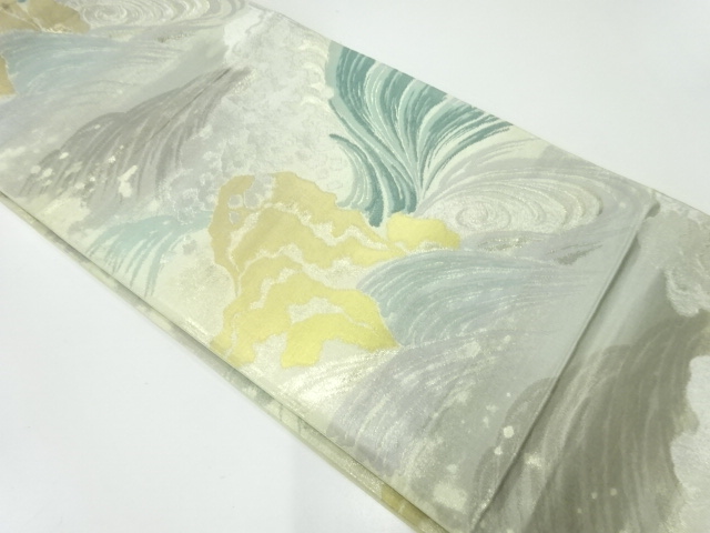 JAPANESE KIMONO / ANTIQUE FUKURO OBI / SILK / WOVEN ROUGH WAVE